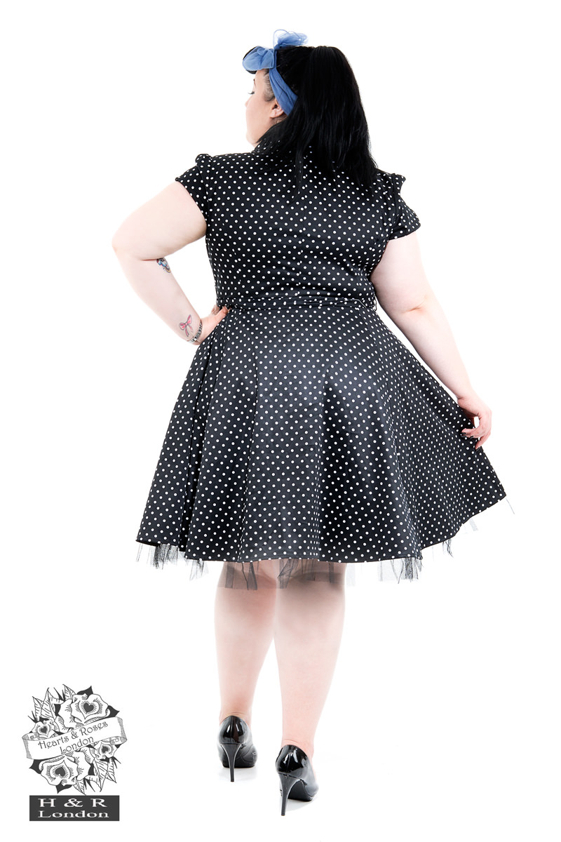 Black White Small Polka Dot Tea Dress